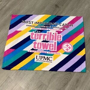 Pittsburgh Steelers terrible towel cancer awareness stripes edition